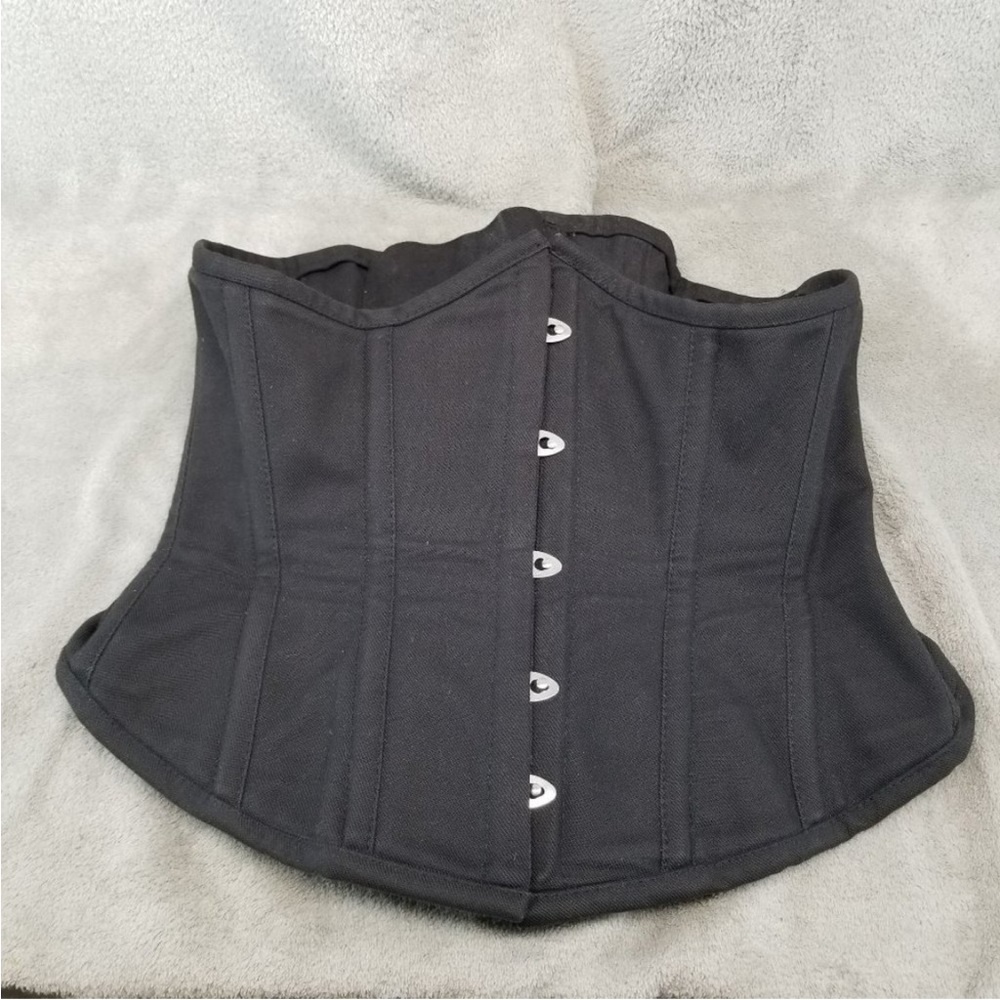 Orchard Corset Womens Size 28 Black Cotton Canvas 345 Longline Romantic Curve